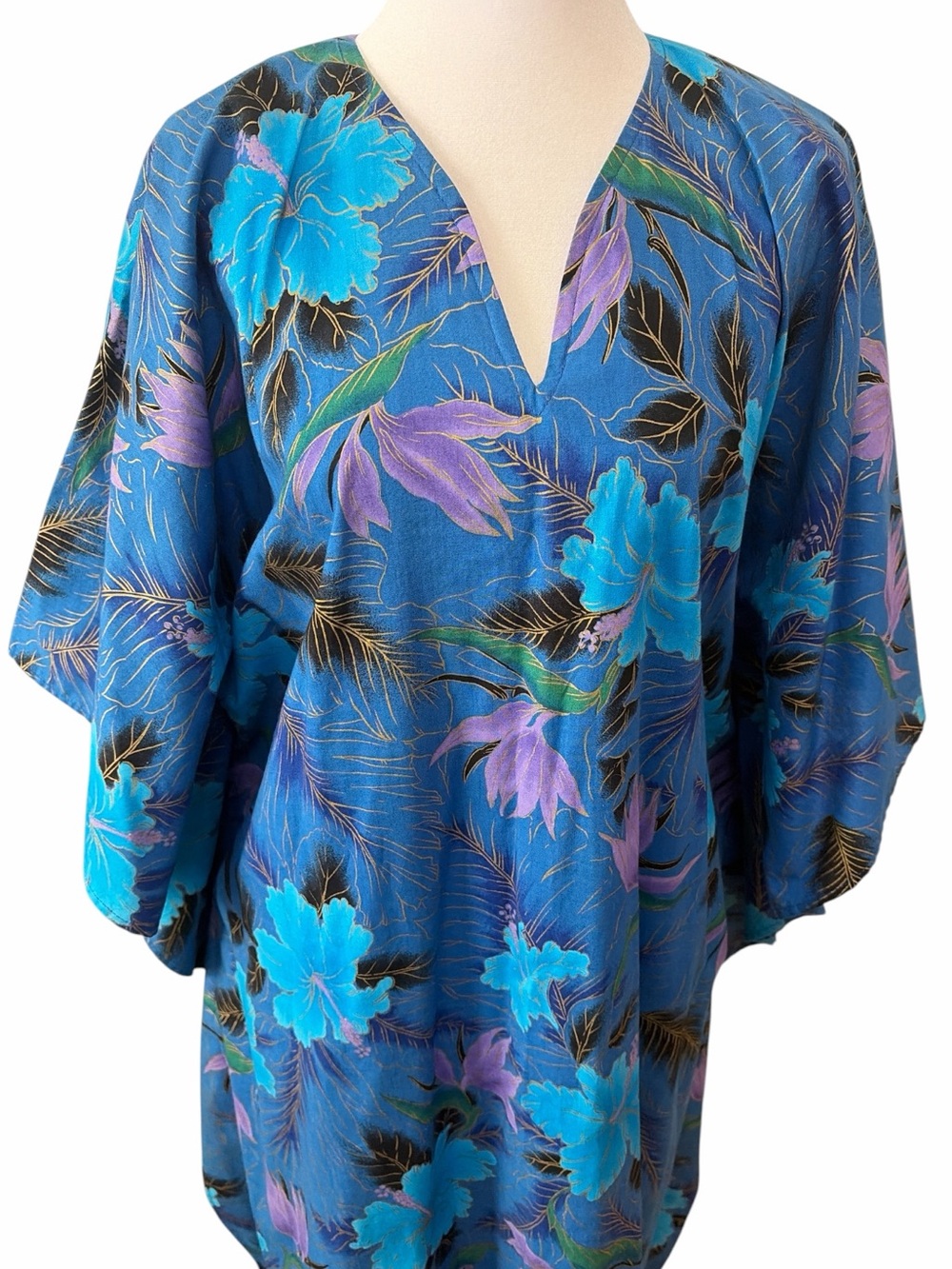 Vintage Handmade Plantation Stitchery Floral Hawaiian Dress Mumu - Picture 3 of 12